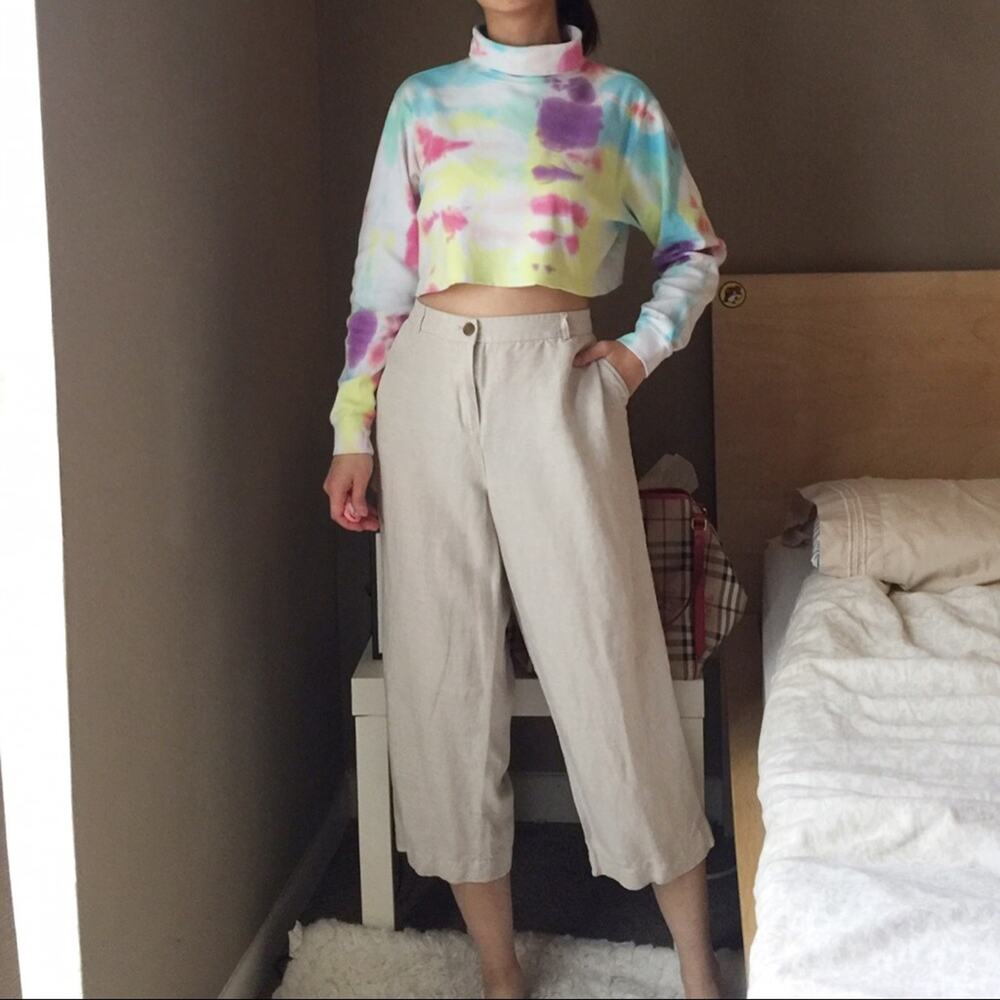VanHeusen Studio Linen Cropped Trousers.--DA7